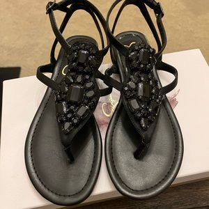 Jessica Simpson Braylie black jeweled sandals size 7.5